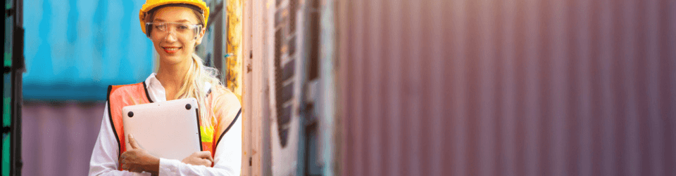 Woman buying a shipping container