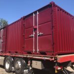 Shipping containers painted red