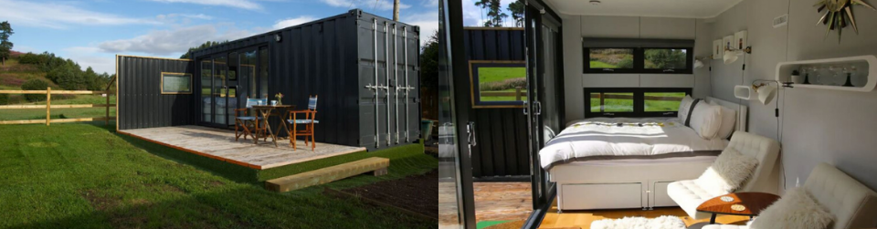 Example of shipping container glamping