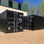 Matching black shipping containers