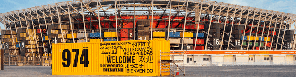 Stadium made from shipping containers